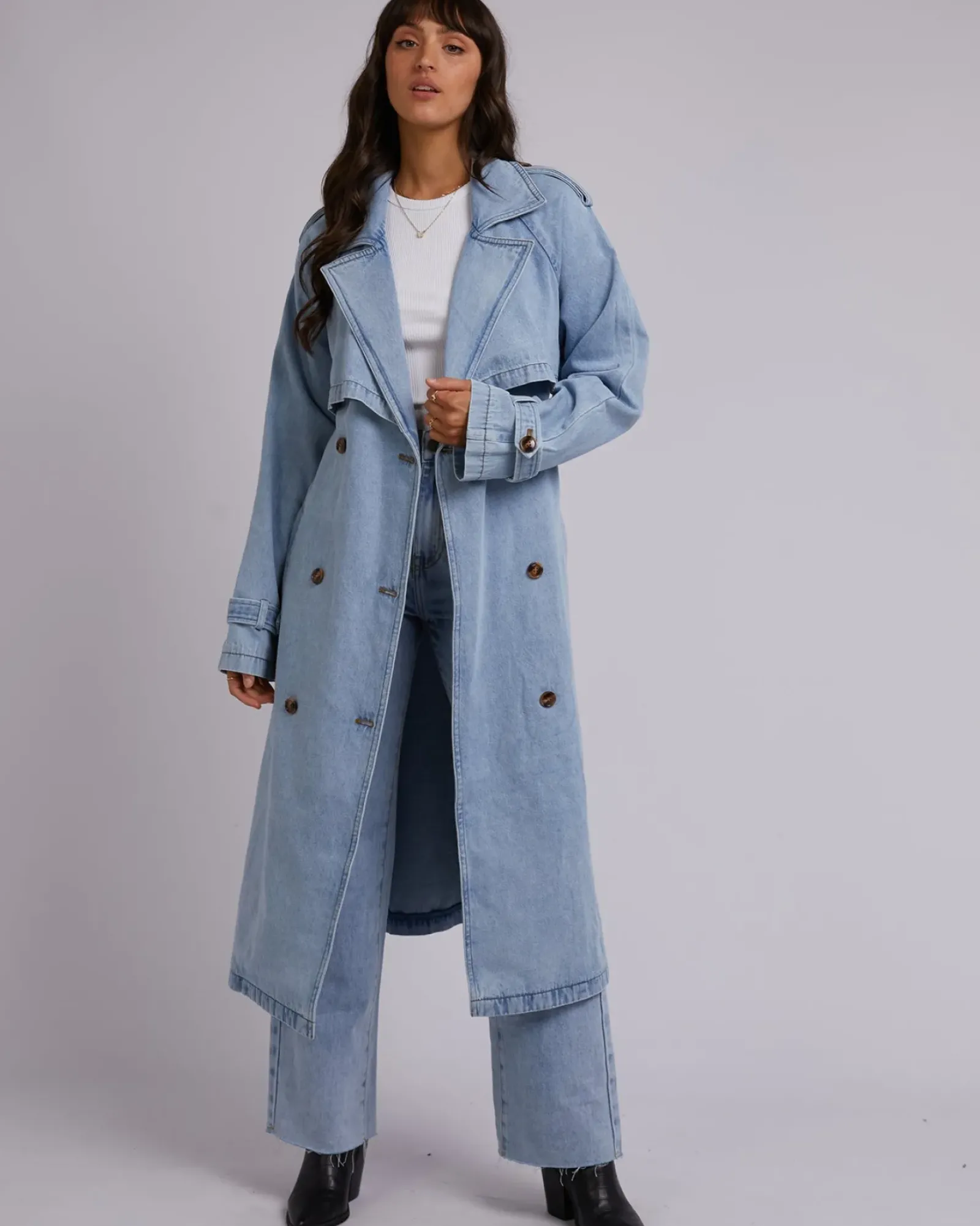 All About Eve Rio Trench Coat - Light Blue New