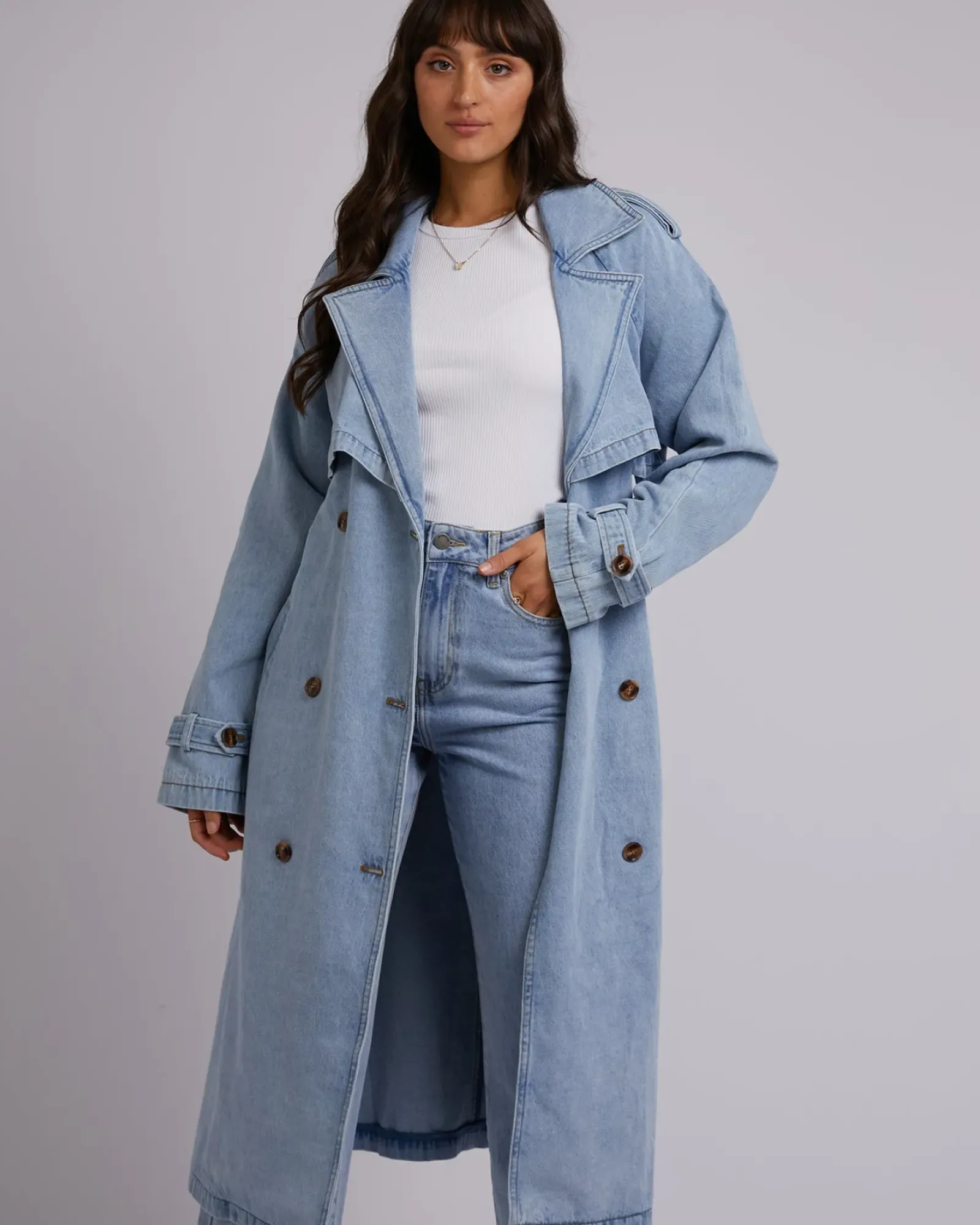 All About Eve Rio Trench Coat - Light Blue New