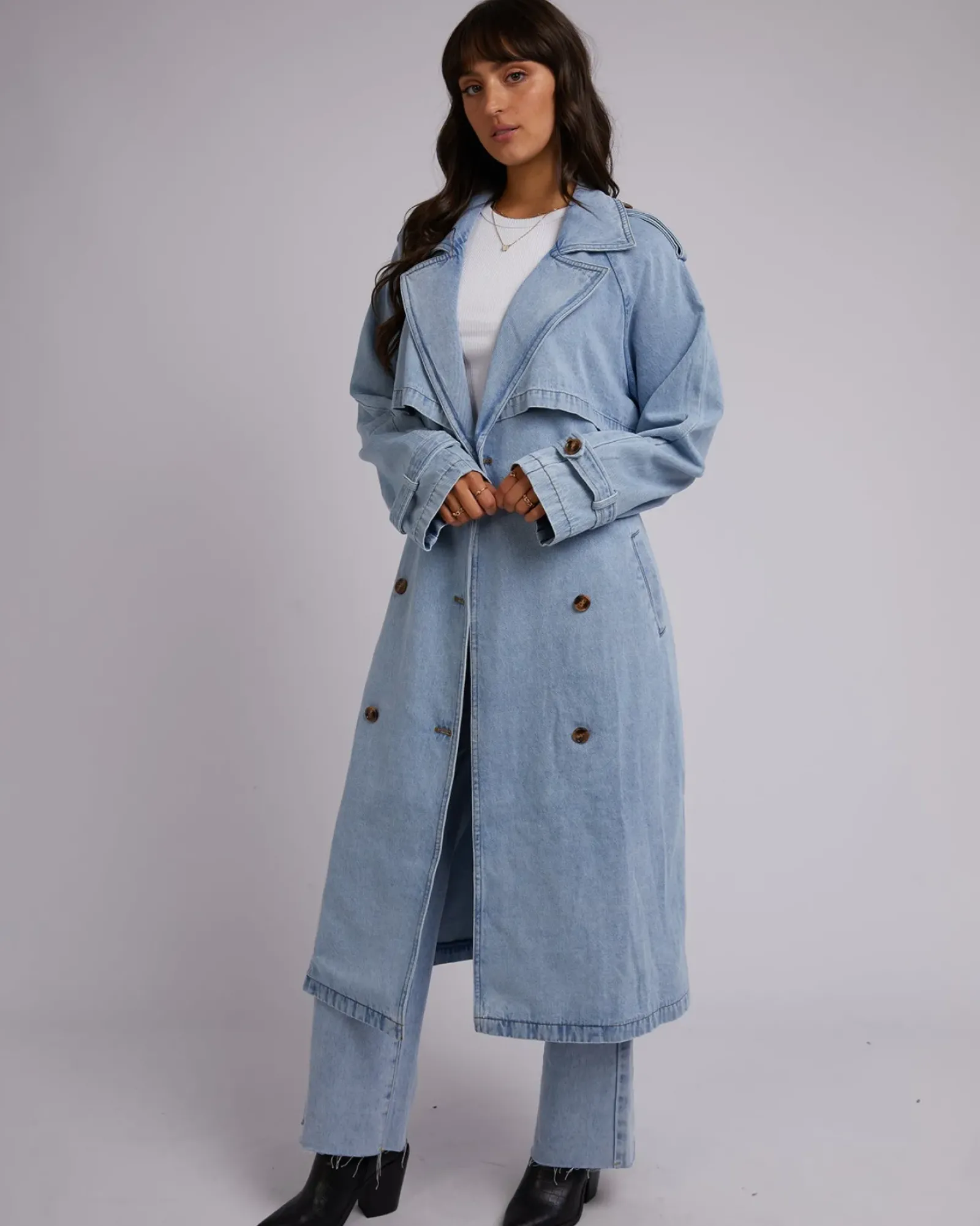 All About Eve Rio Trench Coat - Light Blue New