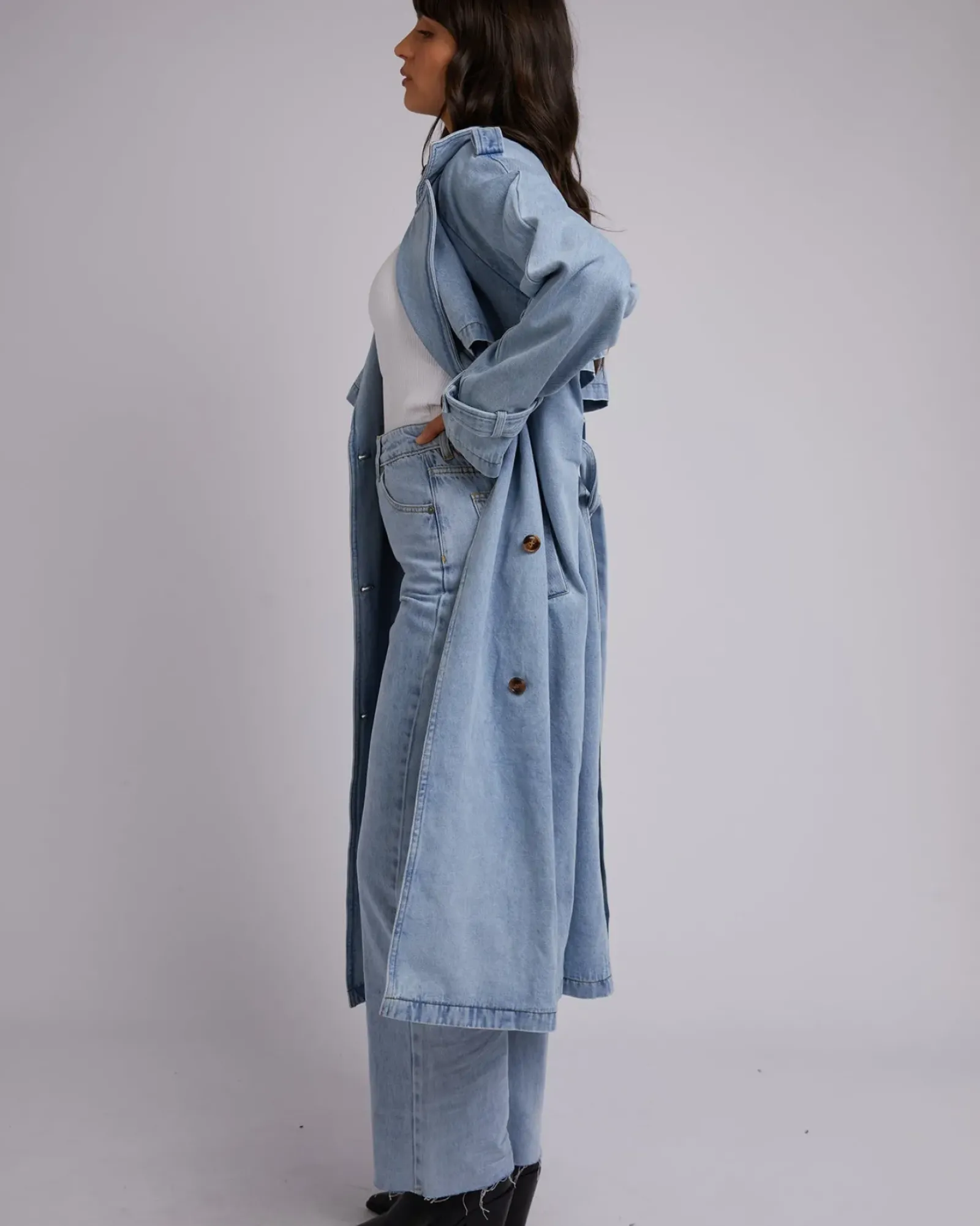 All About Eve Rio Trench Coat - Light Blue New